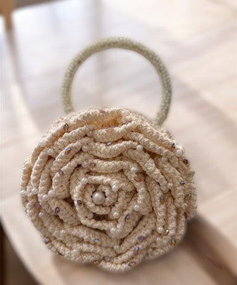 Pearl Rose Designer Crochet Bag