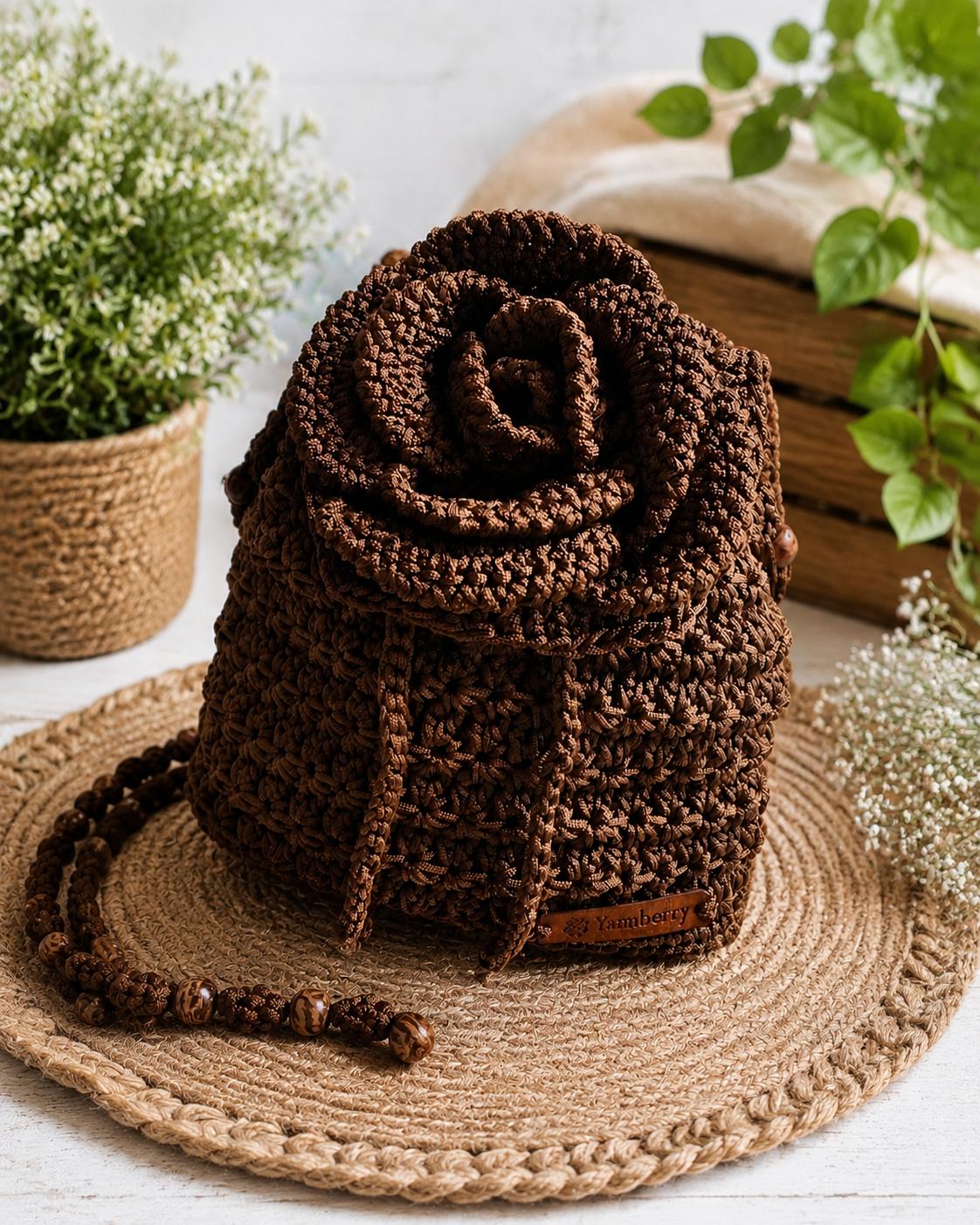 Mid night bloom crochet bag.