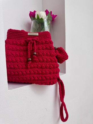 Ruby Royale Crochet Mini Backpack
