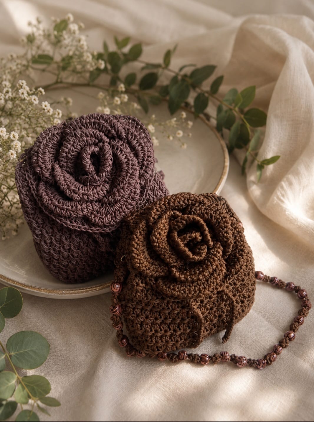 Mid night bloom crochet bag.