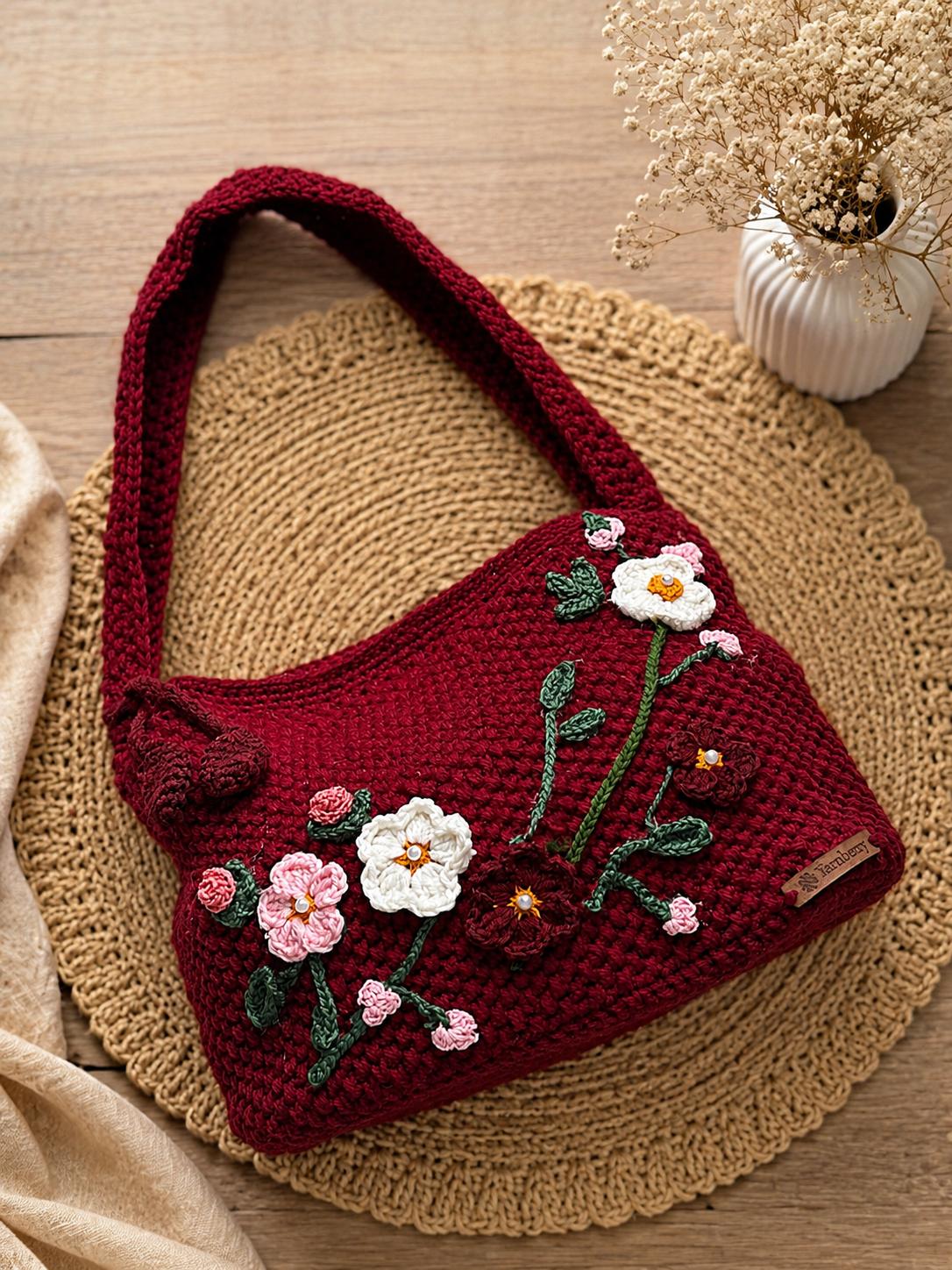 Red Crochet tote bag