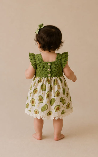 Avocado Garden Crochet Wrap Dress