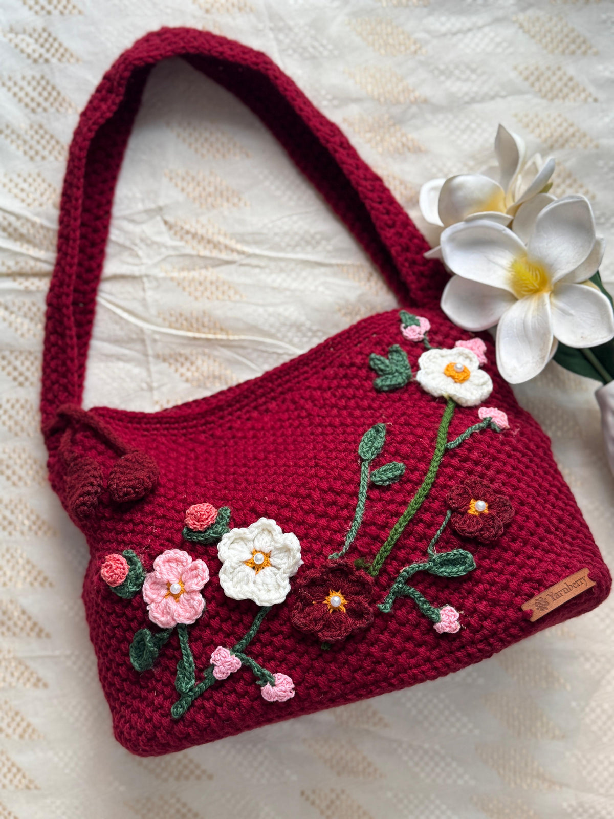 Red Crochet tote bag