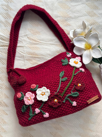 Red Crochet tote bag