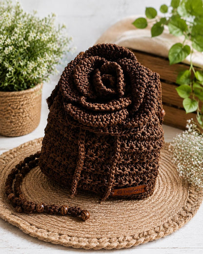 Mid night bloom crochet bag.