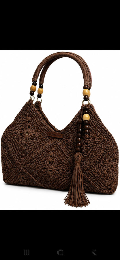 Cocoa Blossom Crochet Tote Bag