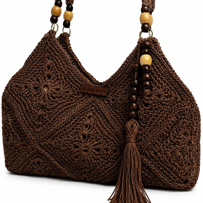 Cocoa Blossom Crochet Tote Bag