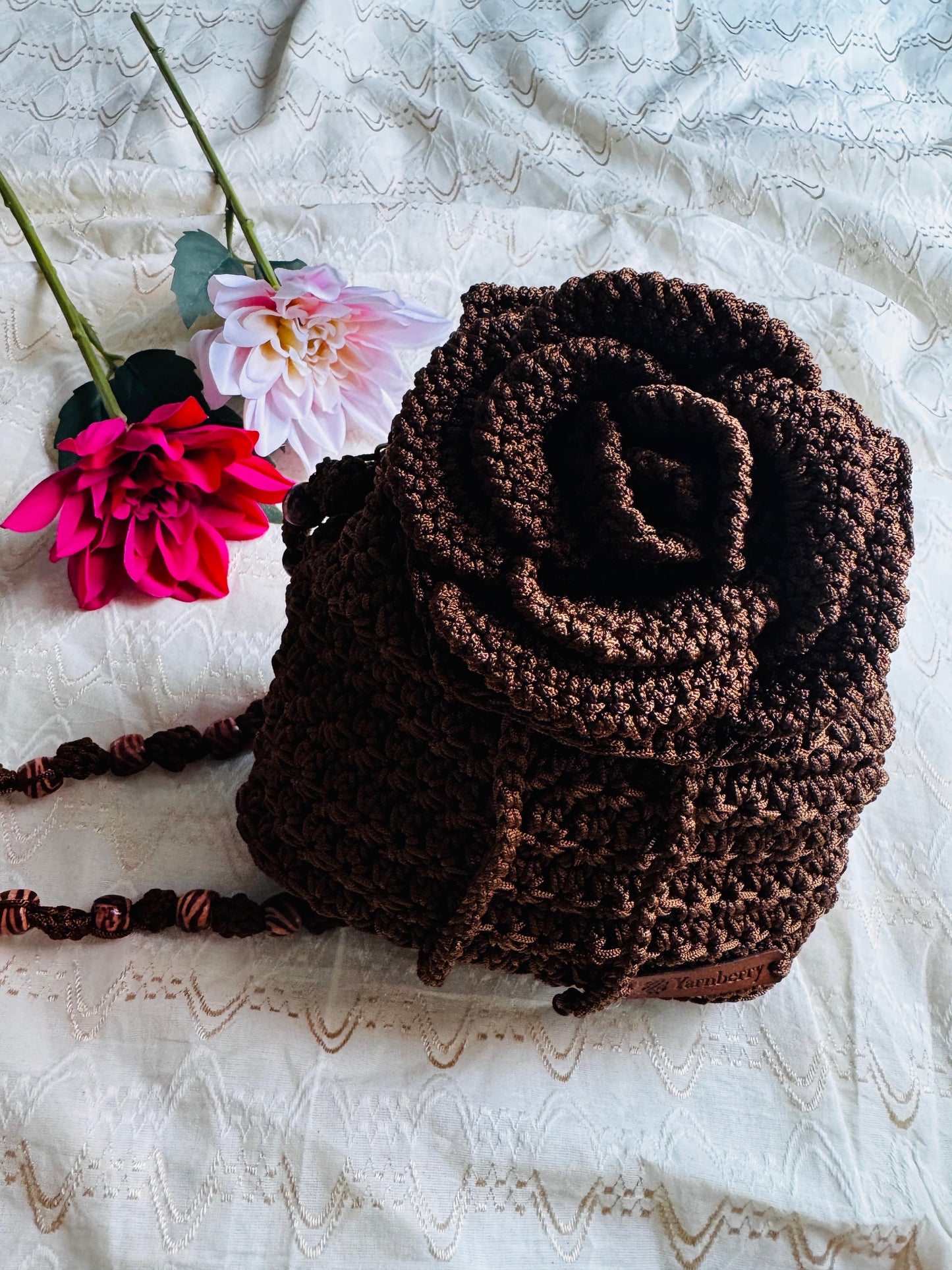 Mid night bloom crochet bag.